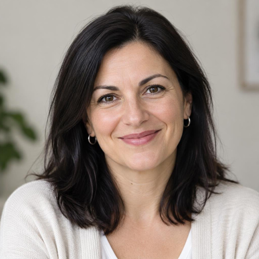 Portrait of a smiling woman with dark hair