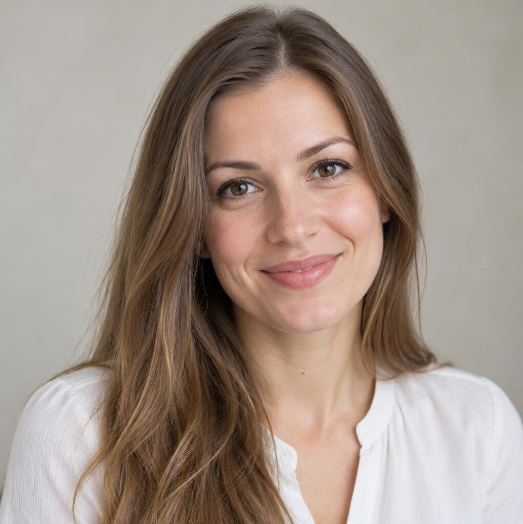 Portrait of a young woman with long hair smiling